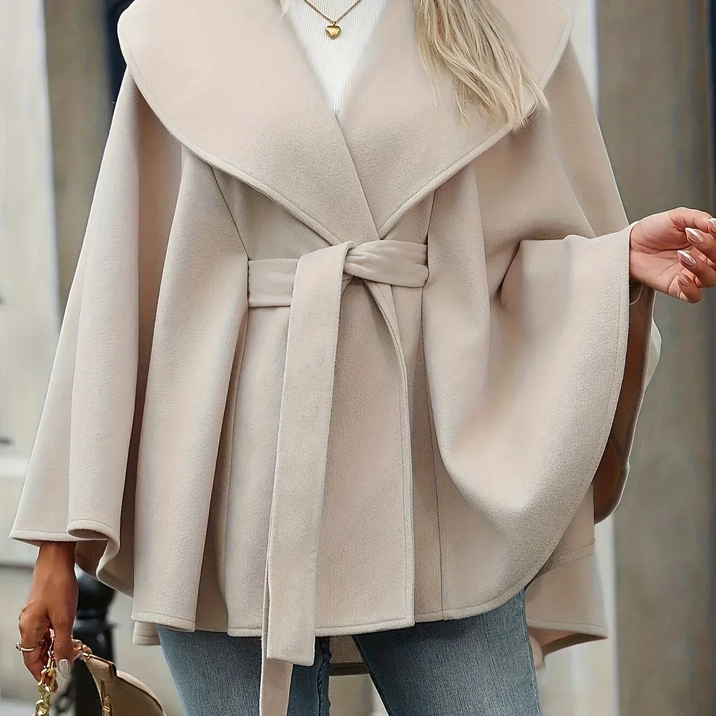 Belted Coat — Stand Collar, Fall/Winter Layer - Onyx Opal