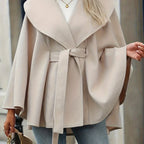 Belted Coat — Stand Collar, Fall/Winter Layer - Onyx Opal