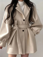 Midi Trench Coat — Tie-Waist + Lapel Silhouette - Onyx Opal