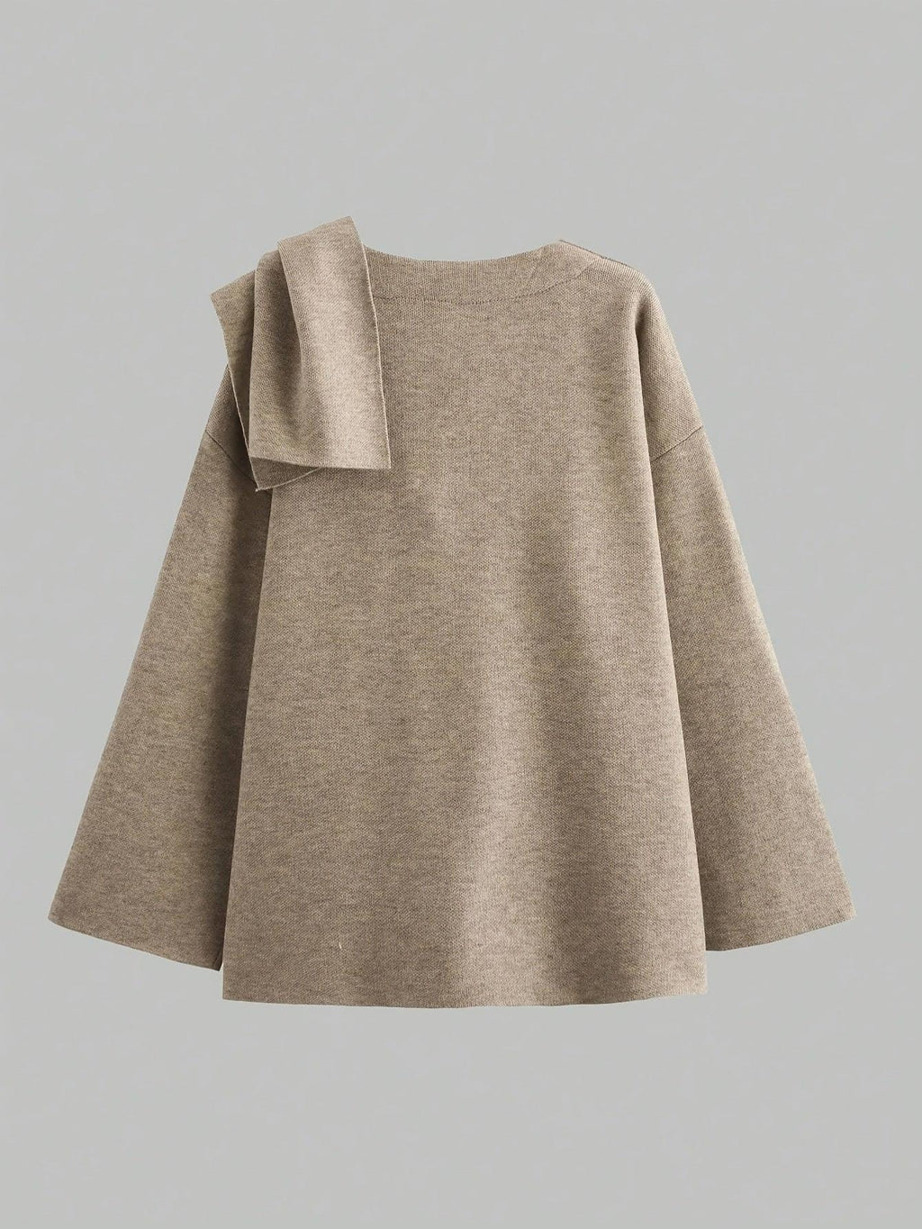 Asymmetrical Scarf-Collar Coat — Elegant Knit Outerwear for Fall/Winter - Onyx Opal