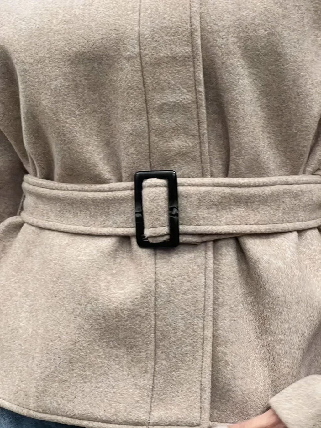 Belted Tweed Stand-Collar Coat — Minimal Winter Outerwear for Daily Wear - Onyx Opal