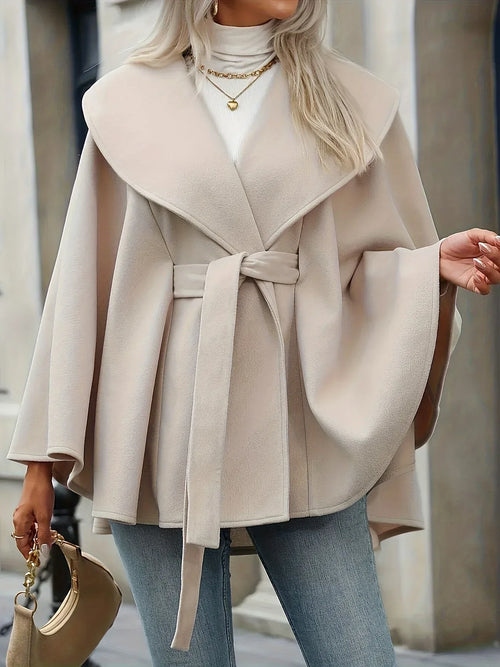Belted Coat — Stand Collar, Fall/Winter Layer - Onyx Opal