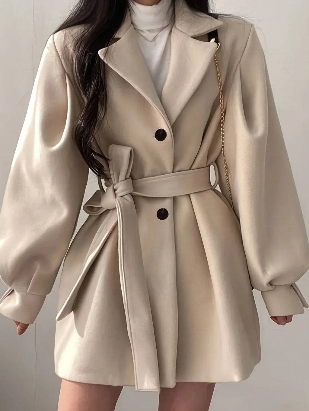 Midi Trench Coat — Tie-Waist + Lapel Silhouette - Onyx Opal