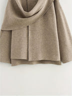 Asymmetrical Scarf-Collar Coat — Elegant Knit Outerwear for Fall/Winter - Onyx Opal