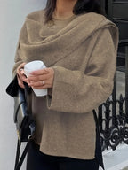 Asymmetrical Scarf-Collar Coat — Elegant Knit Outerwear for Fall/Winter - Onyx Opal