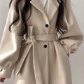 Midi Trench Coat — Tie-Waist + Lapel Silhouette - Onyx Opal