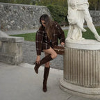 Vintage Plaid Scarf Knit Coat — Relaxed Winter Layer - Onyx Opal