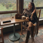 Vintage Plaid Scarf Knit Coat — Relaxed Winter Layer - Onyx Opal