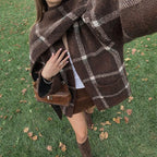 Vintage Plaid Scarf Knit Coat — Relaxed Winter Layer - Onyx Opal