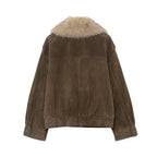 Textured Faux-Shearling Bomber Jacket - Onyx Opal
