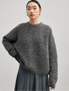 Alpaca Blend Oversized Sweater – Dropped Sleeve Winter Knit - Onyx Opal