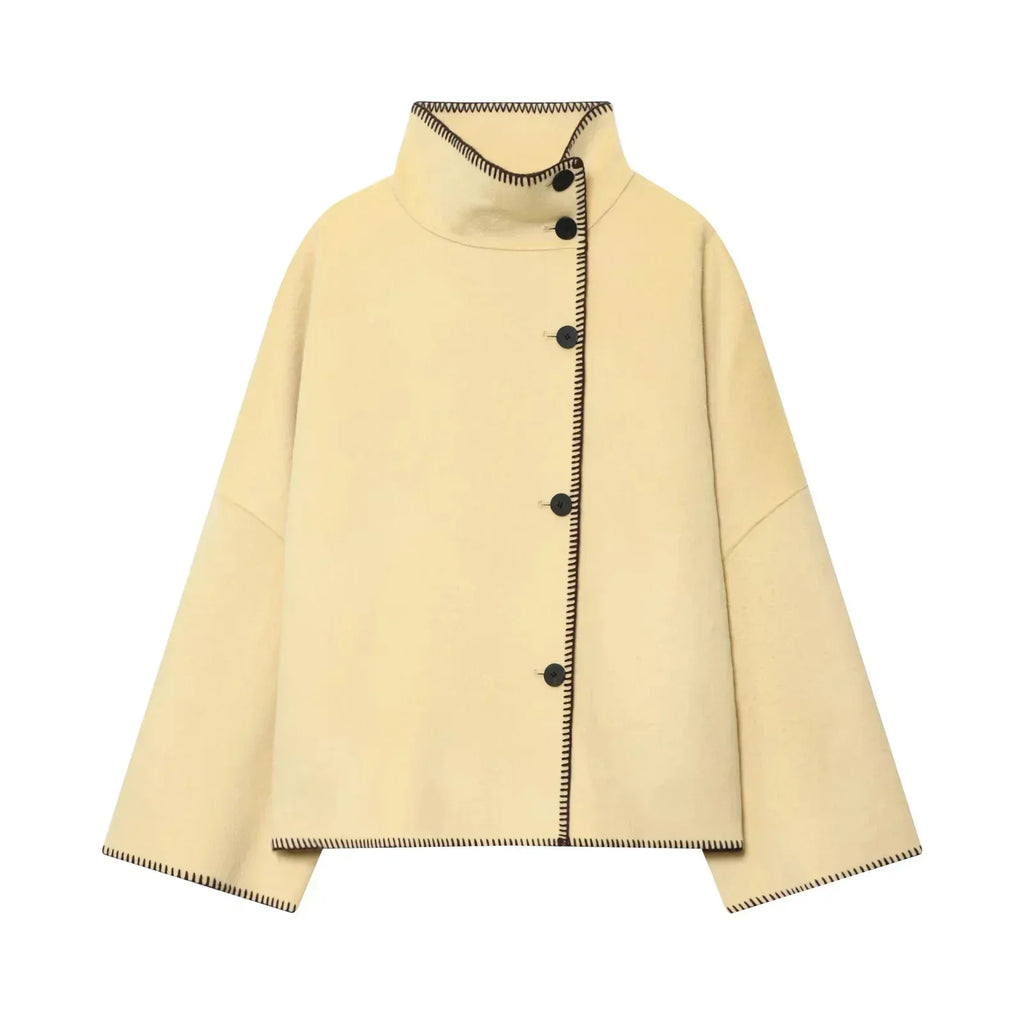 Butter Yellow Soft Coat — Minimal Winter Silhouette - Onyx Opal