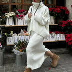 Knit Turtleneck Set — Winter Two-Piece Sweater & Skirt - Onyx Opal