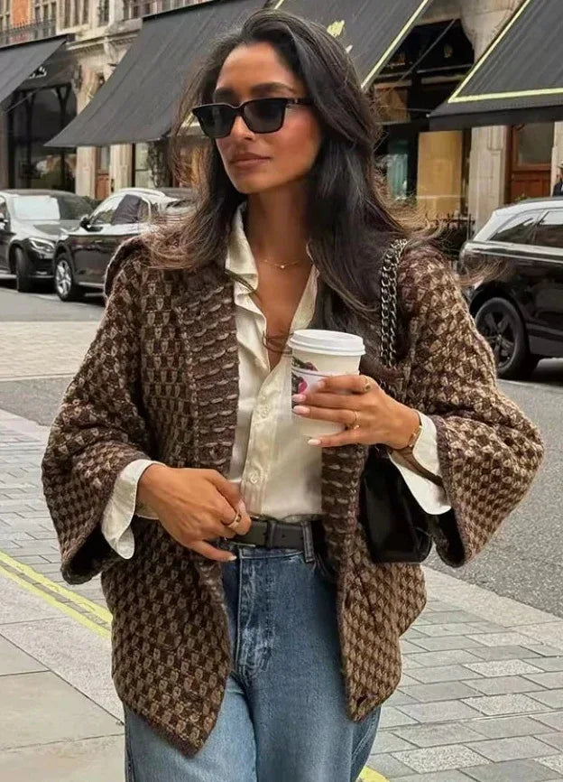 Lapel Knit Cardigan — Single-Breasted Autumn Layering - Onyx Opal