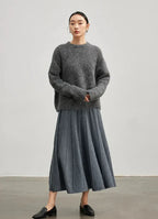 Alpaca Blend Oversized Sweater – Dropped Sleeve Winter Knit - Onyx Opal