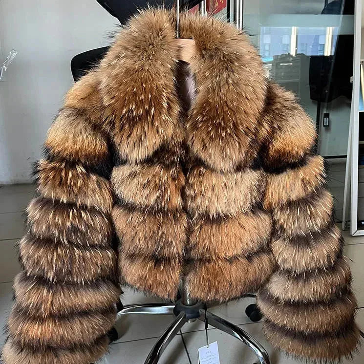 Real Raccoon Fur Parka — Luxury, Warm & High-Street - Onyx Opal