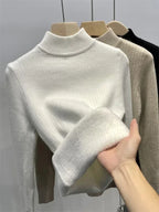 Alpine Velvet Half-Neck Sweater for Women - Onyx Opal
