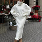 Knit Turtleneck Set — Winter Two-Piece Sweater & Skirt - Onyx Opal