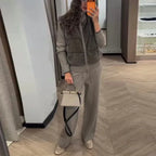 Two-Piece Faux-Shearling & Knit Set - Onyx Opal