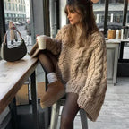 Loose Knit Pullover with Kink Texture — Soft Winter Edit - Onyx Opal