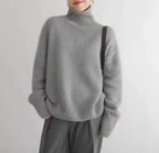 Premium Cashmere Turtleneck Knit — Heavyweight Winter Pullover - Onyx Opal