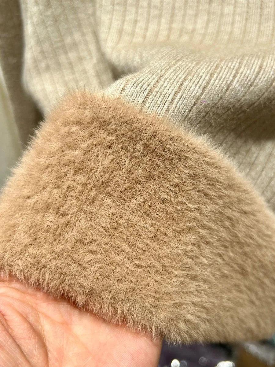 Alpine Velvet Half-Neck Sweater for Women - Onyx Opal