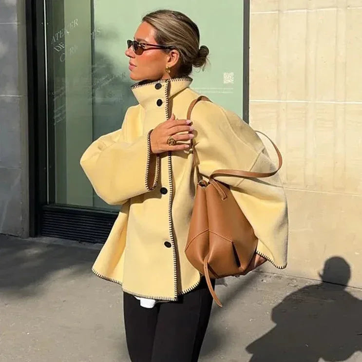 Butter Yellow Soft Coat — Minimal Winter Silhouette - Onyx Opal