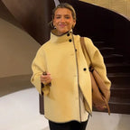 Butter Yellow Soft Coat — Minimal Winter Silhouette - Onyx Opal