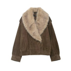 Textured Faux-Shearling Bomber Jacket - Onyx Opal