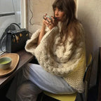 Loose Knit Pullover with Kink Texture — Soft Winter Edit - Onyx Opal