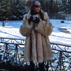 Faux Fox Gradient Fur Coat — Long, Warm & Statement - Onyx Opal