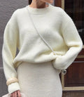 Oversized O-Neck Knit Sweater – Soft Wool Blend Winter Pullover - Onyx Opal