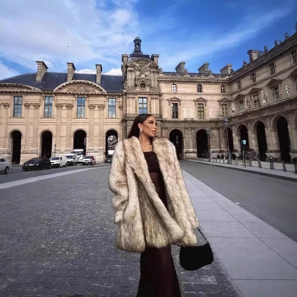 Faux Fox Gradient Fur Coat — Long, Warm & Statement - Onyx Opal