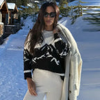 Alpine Ski Statement Knit — High-Neck Winter Sweater - Onyx Opal