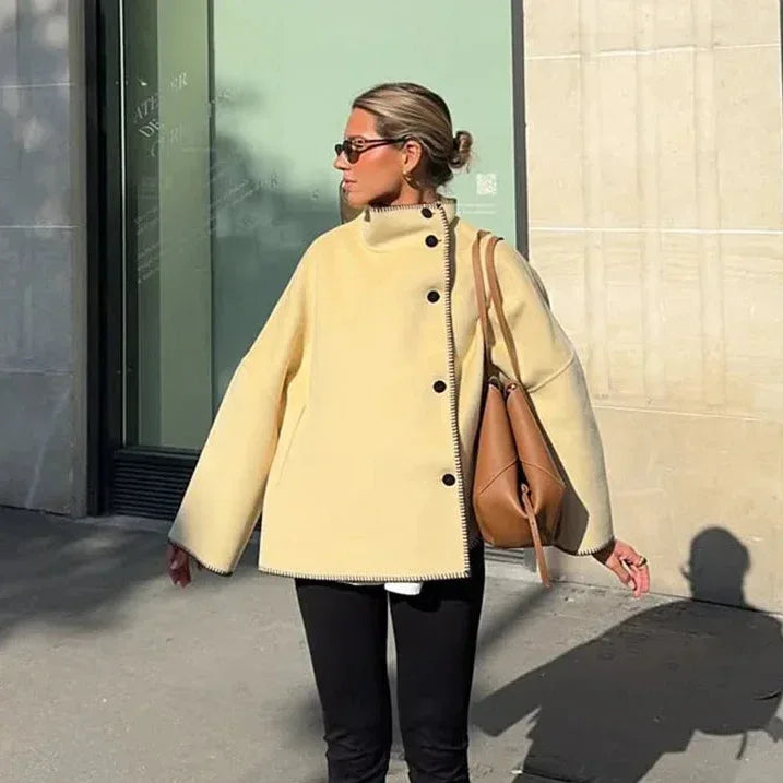 Butter Yellow Soft Coat — Minimal Winter Silhouette - Onyx Opal
