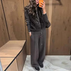 Two-Piece Faux-Shearling & Knit Set - Onyx Opal