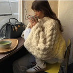 Loose Knit Pullover with Kink Texture — Soft Winter Edit - Onyx Opal