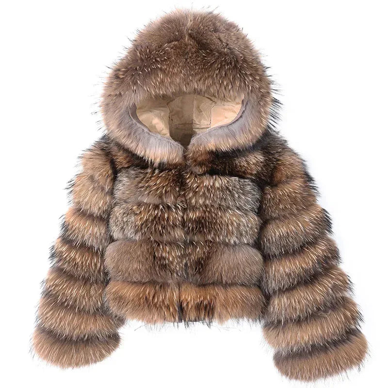 Real Raccoon Fur Parka — Luxury, Warm & High-Street - Onyx Opal