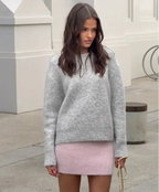 Oversized O-Neck Knit Sweater – Soft Wool Blend Winter Pullover - Onyx Opal