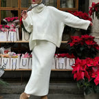 Knit Turtleneck Set — Winter Two-Piece Sweater & Skirt - Onyx Opal