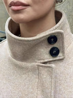 Belted Tweed Stand-Collar Coat — Minimal Winter Outerwear for Daily Wear - Onyx Opal