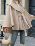 Belted Coat — Stand Collar, Fall/Winter Layer - Onyx Opal